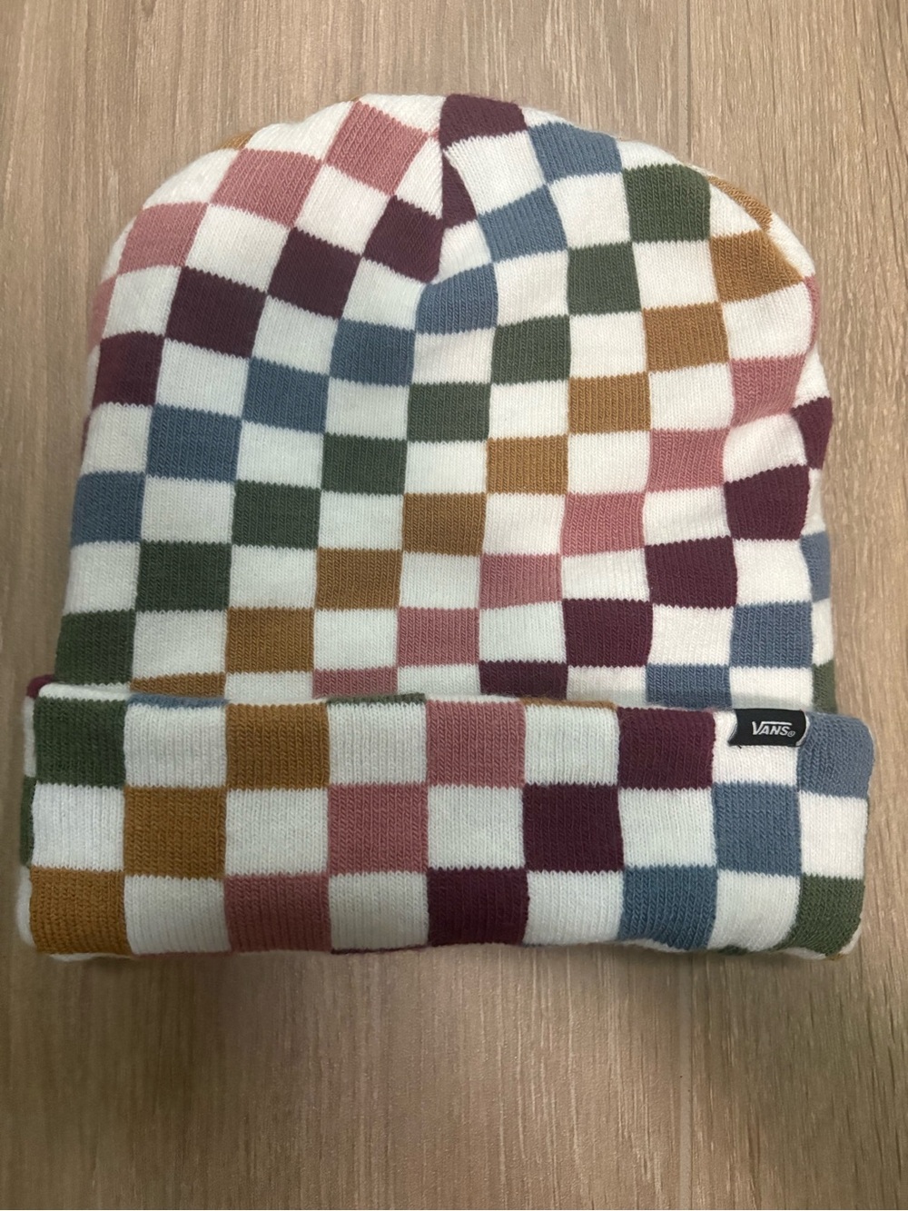 Vans Multicolor Checkerboard Knit Beanie Cuffed Winter Hat